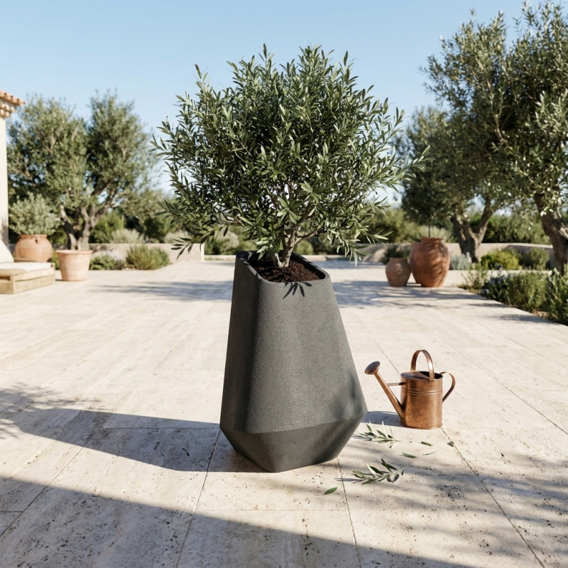Pot de Fleurs Design GEO X en Béton Léger STONFLEX