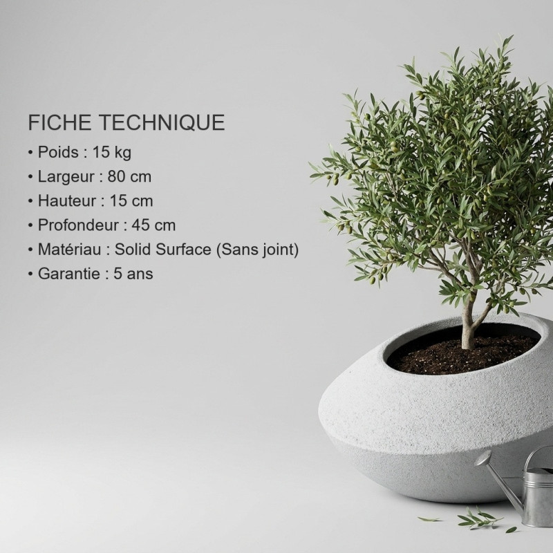Pot de Fleurs Design SONIC 80 cm en GRC Léger...