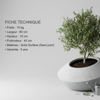 Pot de Fleurs Design SONIC 80 cm en GRC Léger STONFLEX