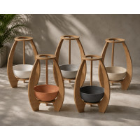 NESTA 45 Jardinière design sur support bois – Collection STONEA