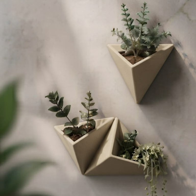 VERTEX™ Pot de fleurs mural design en béton fibré