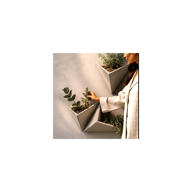 VERTEX™ Pot de fleurs mural design en béton fibré