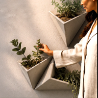 VERTEX™ Pot de fleurs mural design en béton fibré