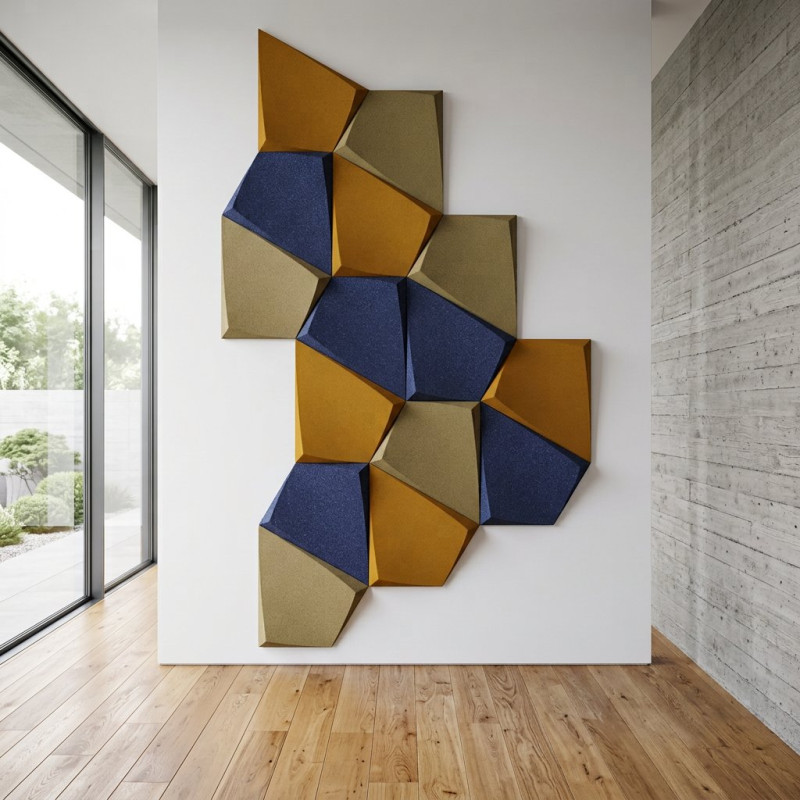 Panneau Mural 3D Géométrique en Béton Coloré —...