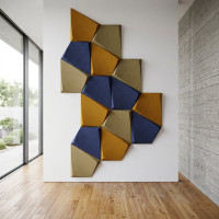 Panneau Mural 3D Géométrique en Béton Coloré — Collection Facettes